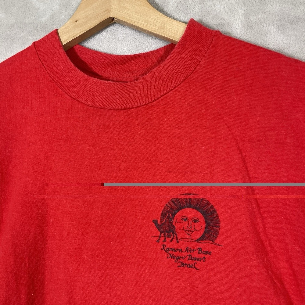Vtg 70s Israel Tshirt Mens Medium Ramon Air Base Negev Desert Military IDF Hanes